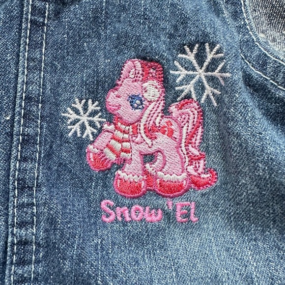 Vintage My Little Pony Girls Denim Jumper Dress Size 5 Snow'El Embroidered - Picture 7 of 8